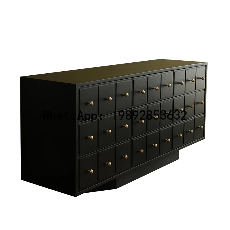 

simple retro black multi-chest bedroom storage locker drawer home