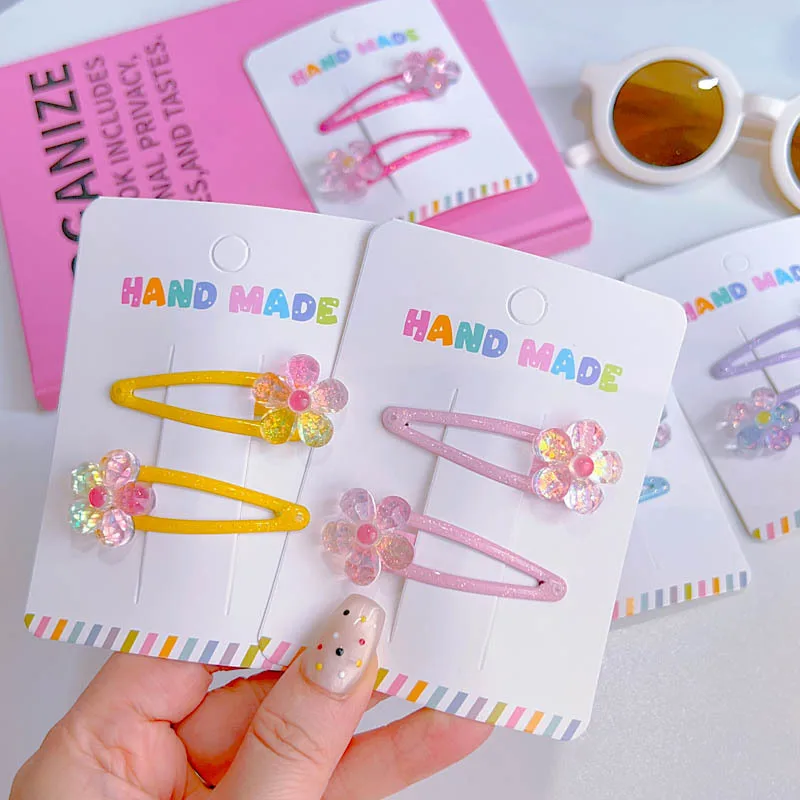 

Sparkling Fine Glitter Ombre Floral Teardrop Shiny Hair Clip for Baby Girls Children with Gradient Color Kids Accessory Design