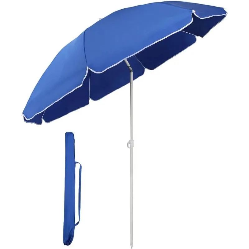 Beach Umbrella Portable Adjustable Tilt Parasol with UV Protection Full 6 Foot Arc