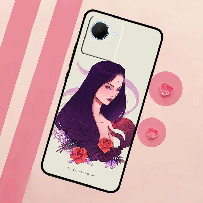 Horoscope Girl Scorpio Taurus Virgo Case For Realme C55 C53 C35 C33 C31 C30 C21Y C25s C15 C11 GT Neo 5 3T 2T 9 10 11 Pro Plus