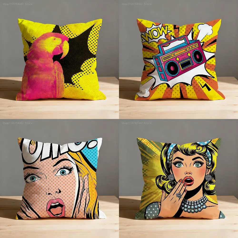 

POP ART BANG WOW BOOM POW Throw Pillow Case For 45x45cm 55x55cm 30x30cm Square Car Pillowcase Home Bedchamber Decor Gift