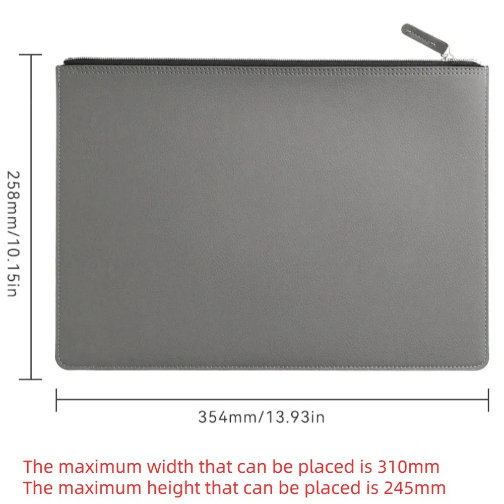 PU Leather A4 File Folder Zipper Bag Large Capacity Document Bag Waterproof Multiple Colors Information Bag