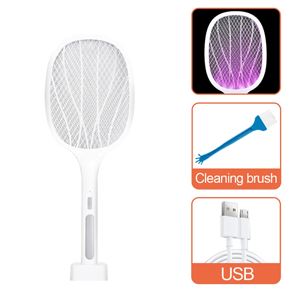Electric Flies Swatter Killer with UV Light USB Rechargeable LED Lamp Summer Mosquito Trap Racket Anti Insect Bug Zapper