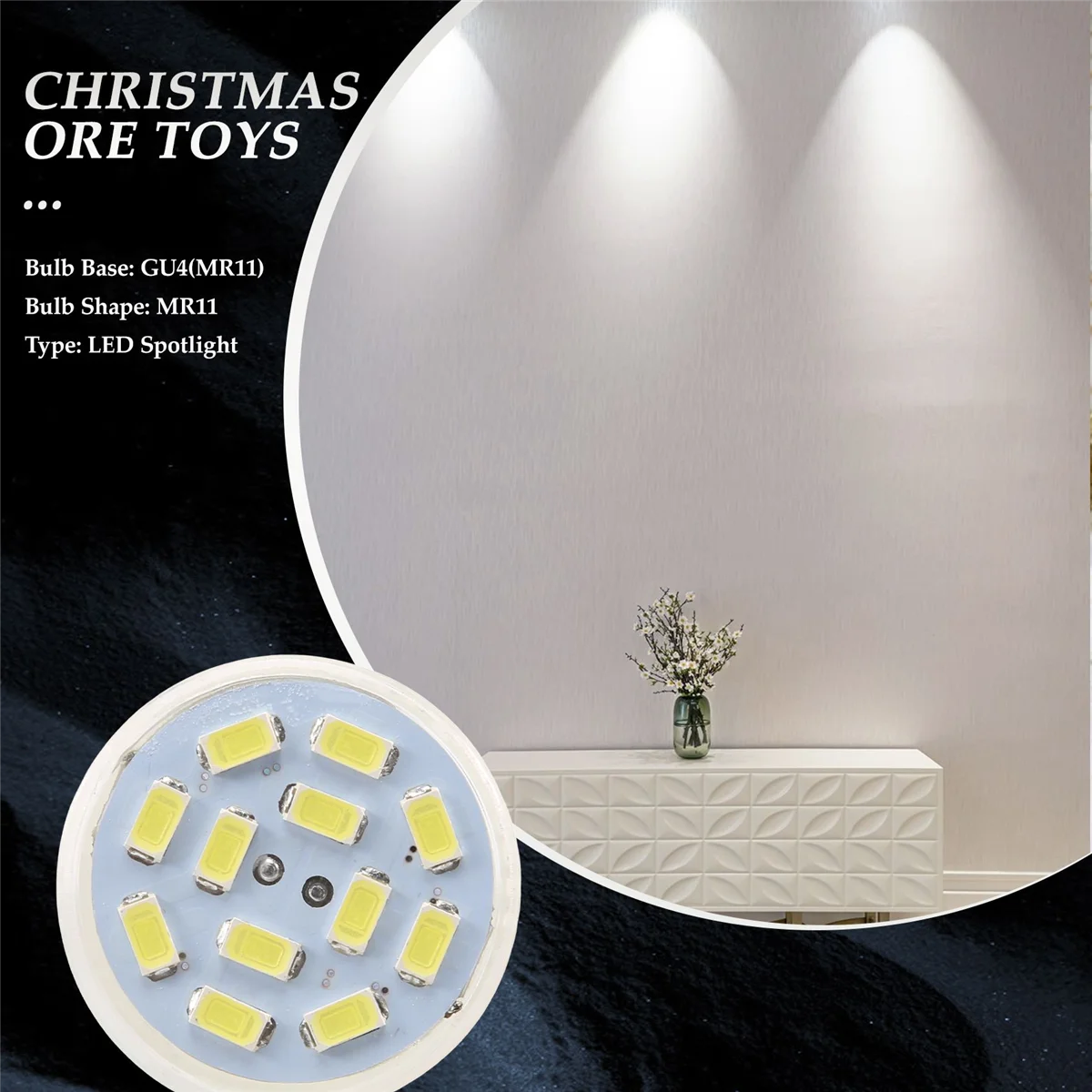6W GU4(MR11) สปอตไลท์ไฟ LED MR11 12 SMD 5730 570 DC 12V, สีขาว