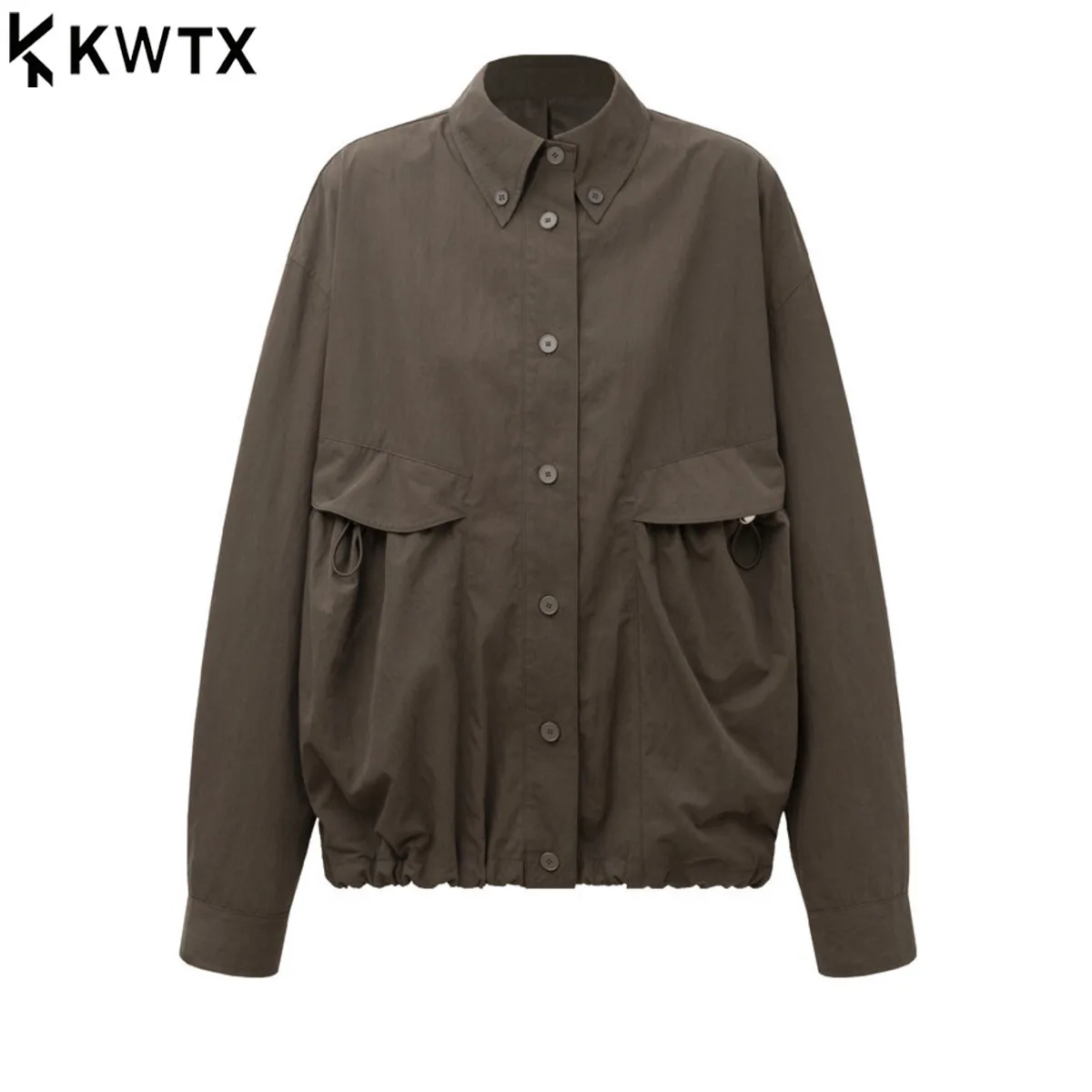 

KWTX Women's Stand Collar Loose Short Jacket Coat - Elegant Fashion Versatile Blazer For Early Fall, Dinner Parties, Evening