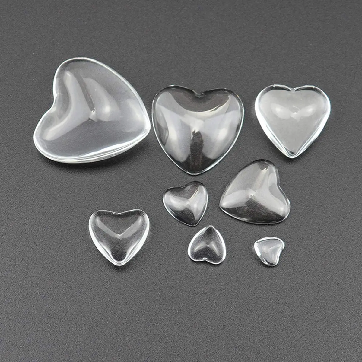 

150PCS Multi-Size 10-30mm Clear Glass Dome Cabochons Cameo Heart Flatback DIY Handicrafts Souvenir Festival Gift Making Supplies