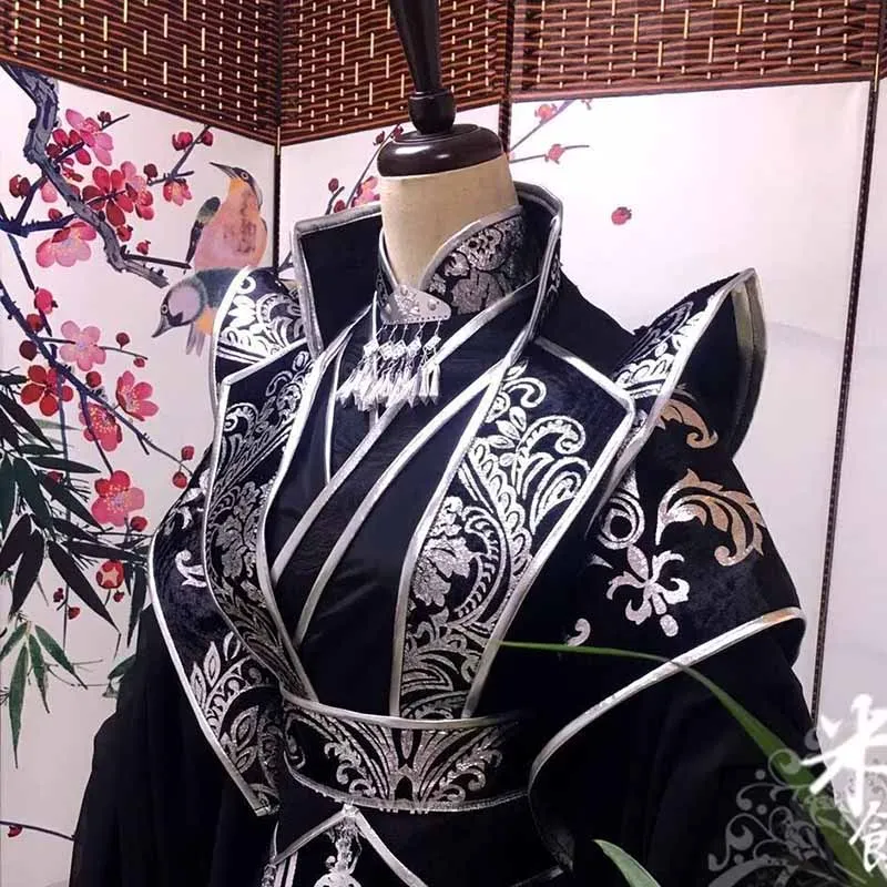 Personalizado halloween imperador & rei cosplay traje para homem de grandes dimensões chinês vintage hanfu preto define tamanho grande 5xl para mulher