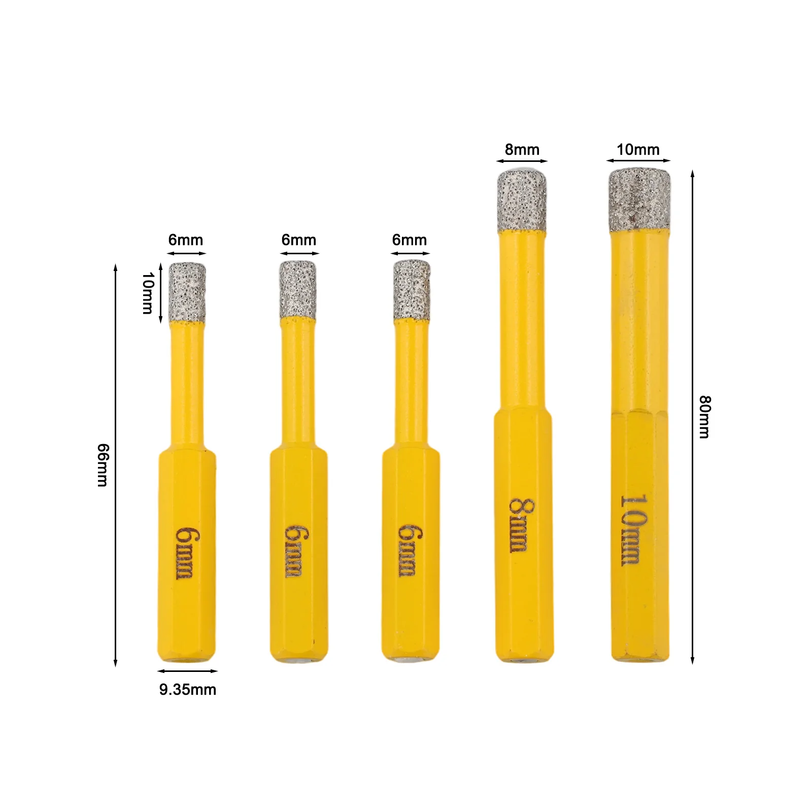Punta da trapano Trapano per piastrelle a secco brasato Manico esagonale da 9,35 mm Processo di brasatura Cera rinfrescante incorporata Gioco a secco