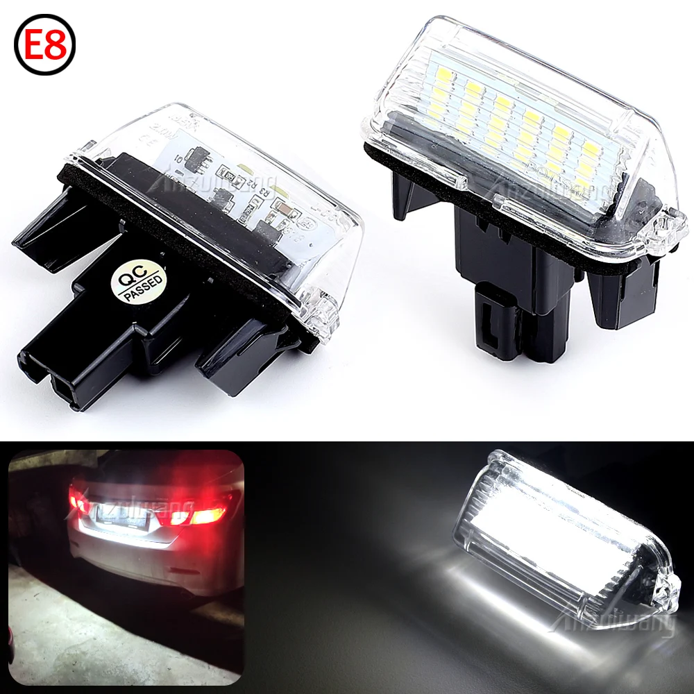 

2Pcs LED License Number Plate Light Lamps For Toyota Auris E1 Auris E18 Avalon Camry Hybrid Highlander Prius C Voxy Yaris