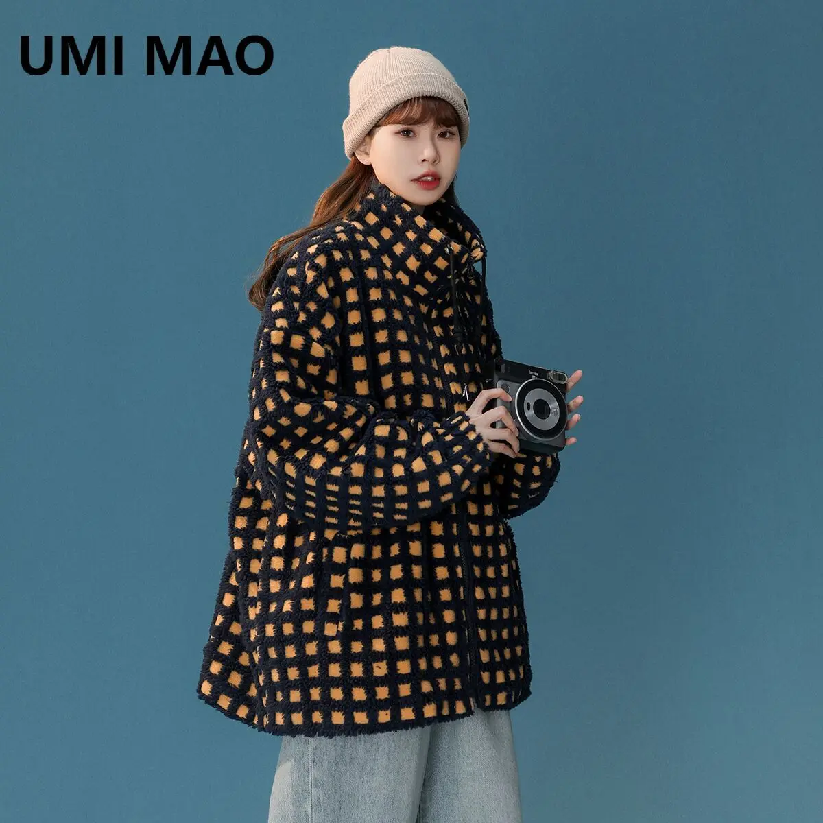 

UMI MAO Lamb Fleece Jacket For Women Thickened Warm Cotton Jacket Femme Casual Coat For Women‘s Y2K