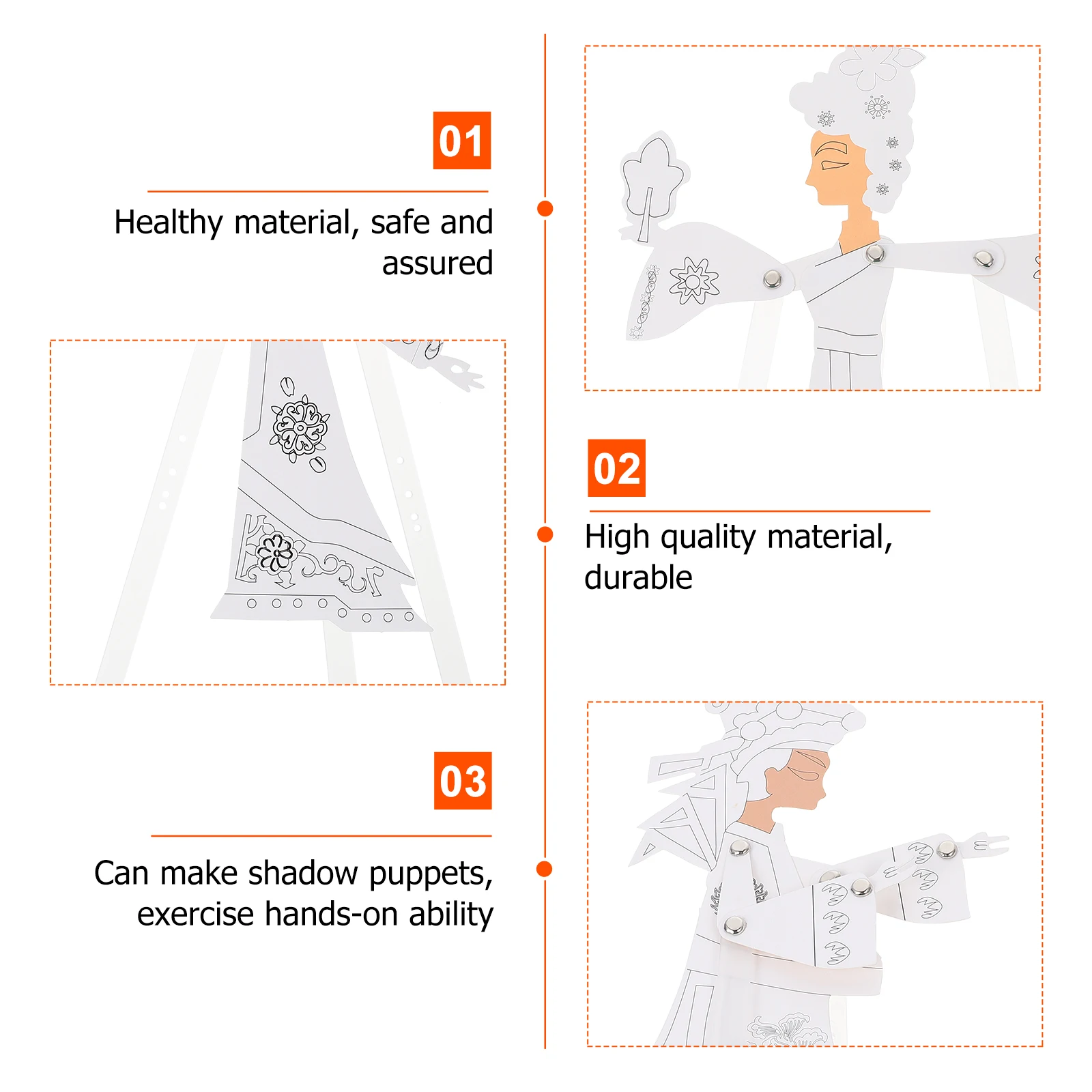 

4 Sets Shadow Handicrafts DIY Chinese Traditional Toy Kids Marionette Puppets Paper Craft Performance Props Assembly