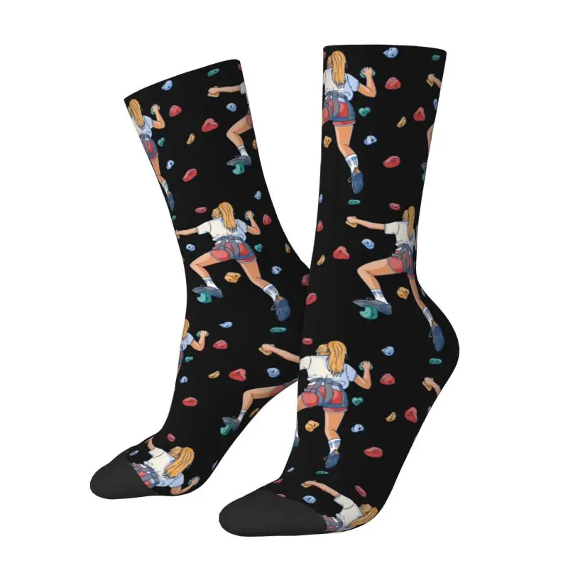 Bouldering Rock Climbing Dress Socks Men's Women's Warm Funny Novelty Boulder Climber Crew Socks