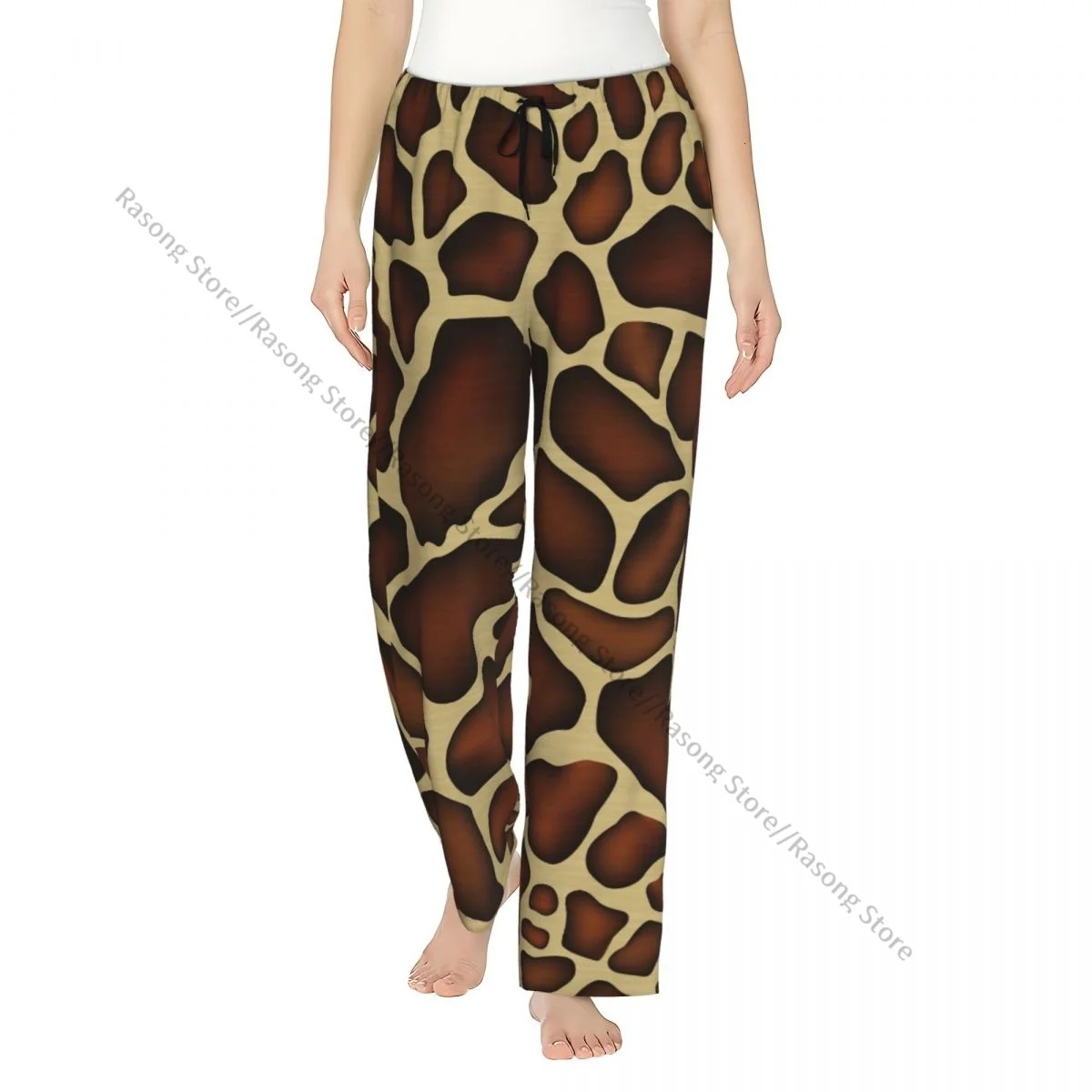 Giraffe Skin Texturing Women Sleep Pants Warm Flannel Lounge Pants for Winter Nights