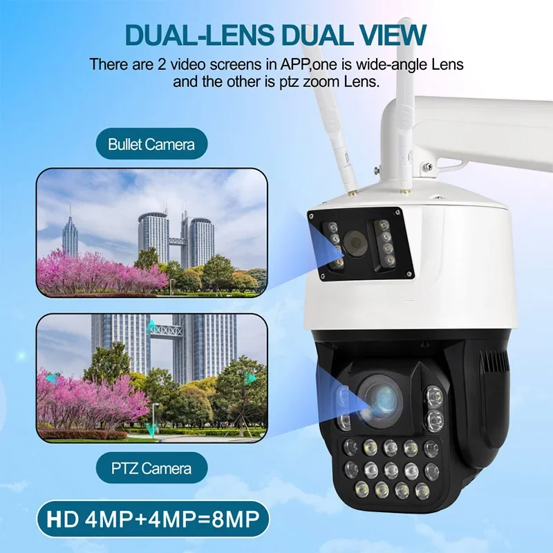 Seetong Wireless 20X Optical Zoom 4MP Dual Lens 360 Degree Rotate WIFI PTZ Camera Auto Tracking Full Color Night Vision