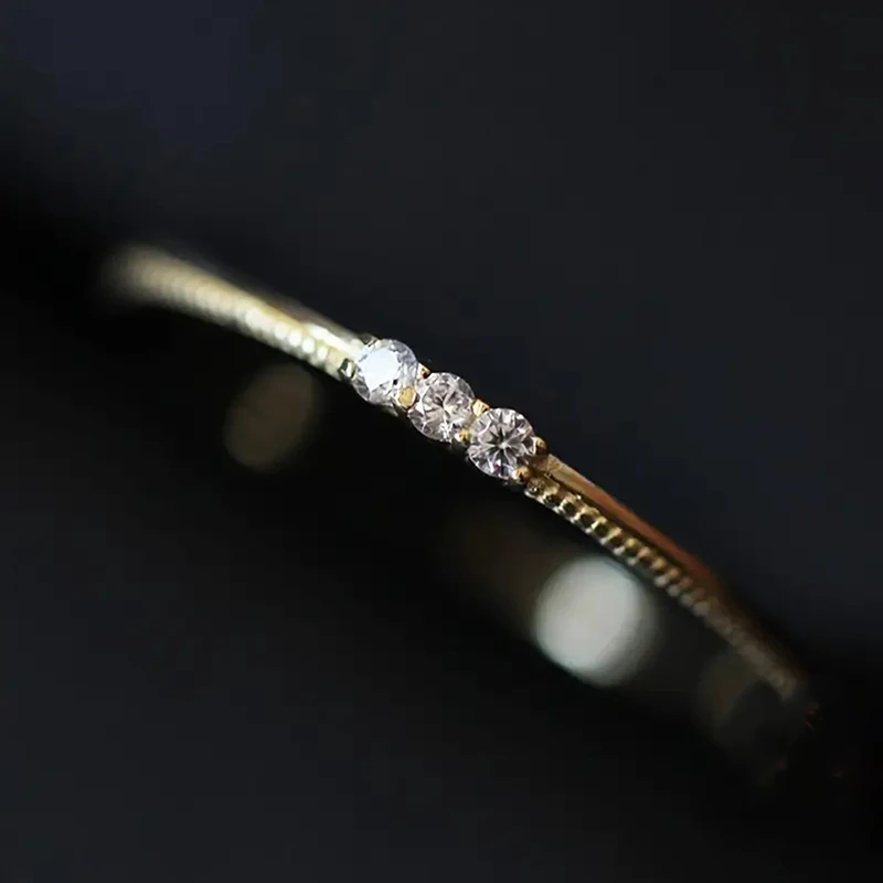 Huitan Trendy Simple Thin Ring Lady Versatile Accessories Gold Color/Silver Color Bright Micro Zirconia Jewelry for Daily Wear