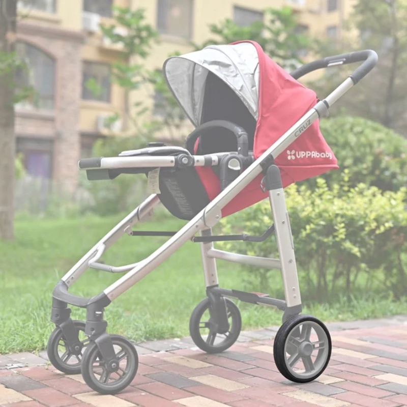 Stroller Rear Tire For Uppababy Cruz V1 Pushchair Back Wheel PU Tubeless Tyre Cover Wheel Casing Baby Buggy Replace Accessories