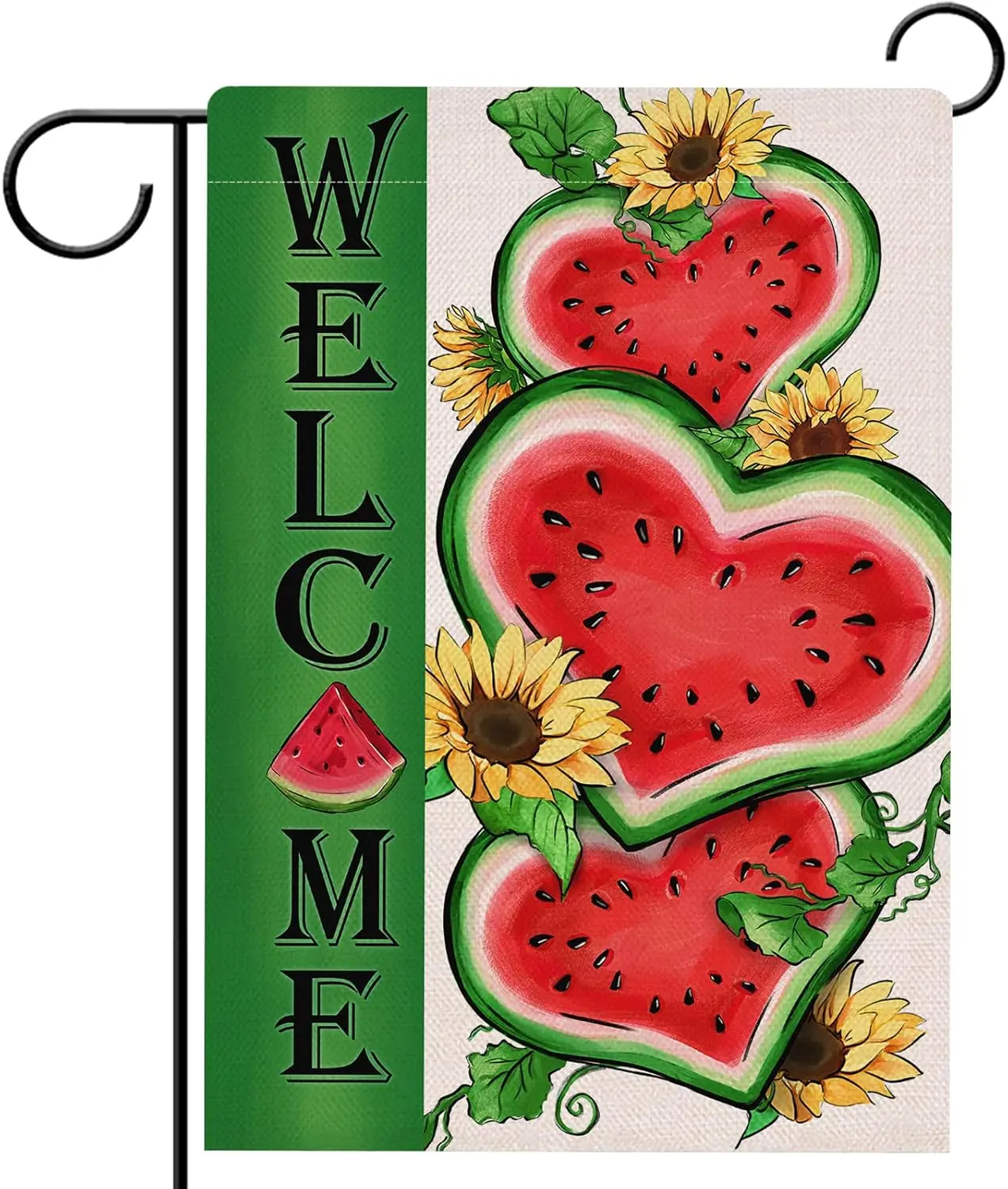 علم حديقة البطيخ الصيفي للترحيب من Hzppyz مزدوج الجوانب، ساحة ديكور عباد الشمس في الهواء الطلق، ديكور صغير للمنزل، عقدة موسمية EYY