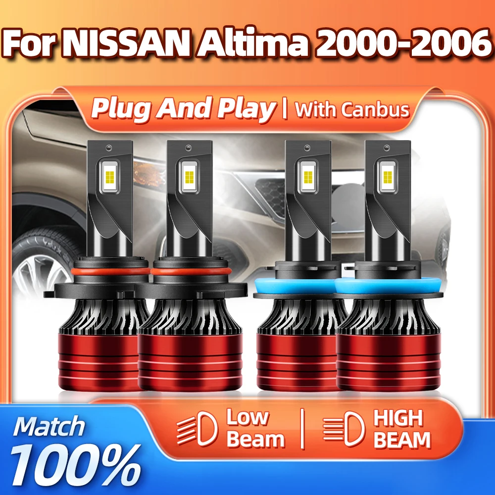 Canbus LED車のヘッドライト電球,自動車用ターボランプ,12v,6000k,40000lm,日産アルティマ2000, 2001, 2002, 2003, 2004, 2005, 2006