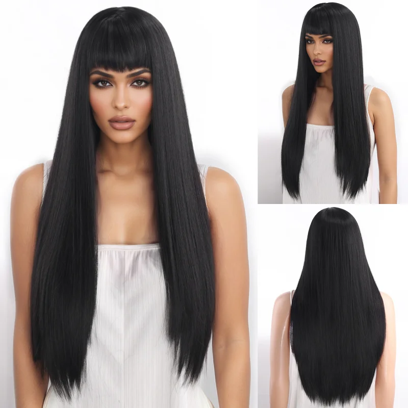 European and American style middle-parted gradient wavy long curly hair voluminous face-slimming full wig