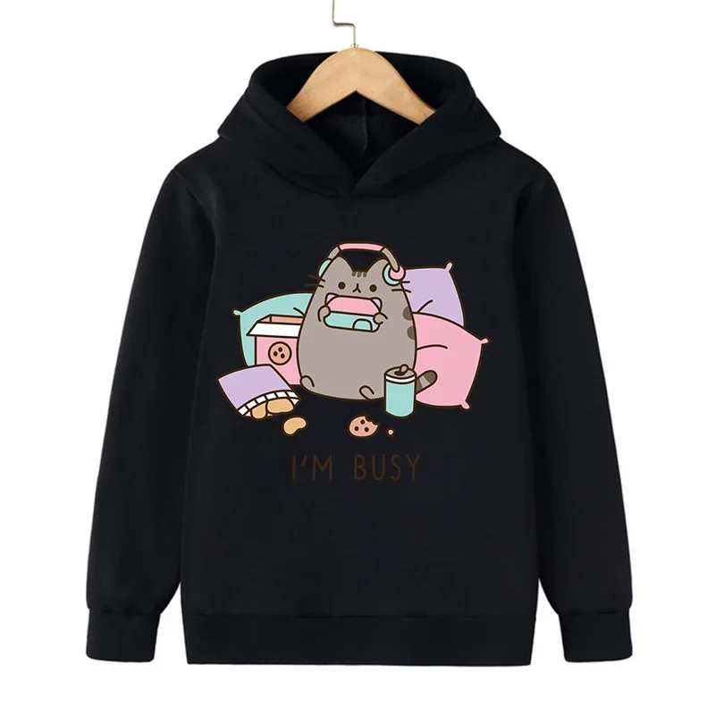 Sweatshirts Manga Cartoon Cat Hoodie Funny Children Cat Clothes Kid Girl Boy Manga Sweatshirt Hoody Baby Casual Top