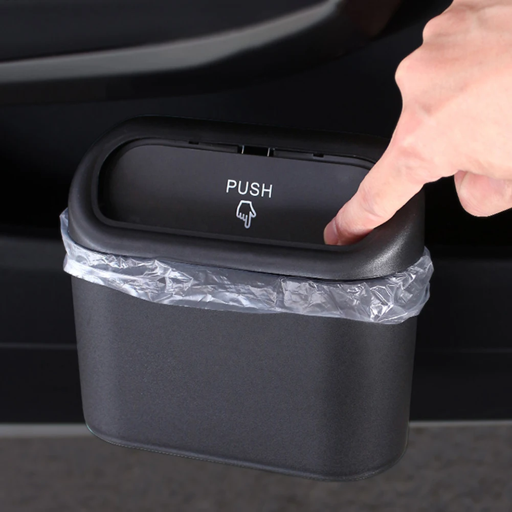 

Car Hanging Trash Can Mini Rubbish Holder Bin Wrapper Garbage Can Storage Van Trash Waste Bin Auto Interior Accessories