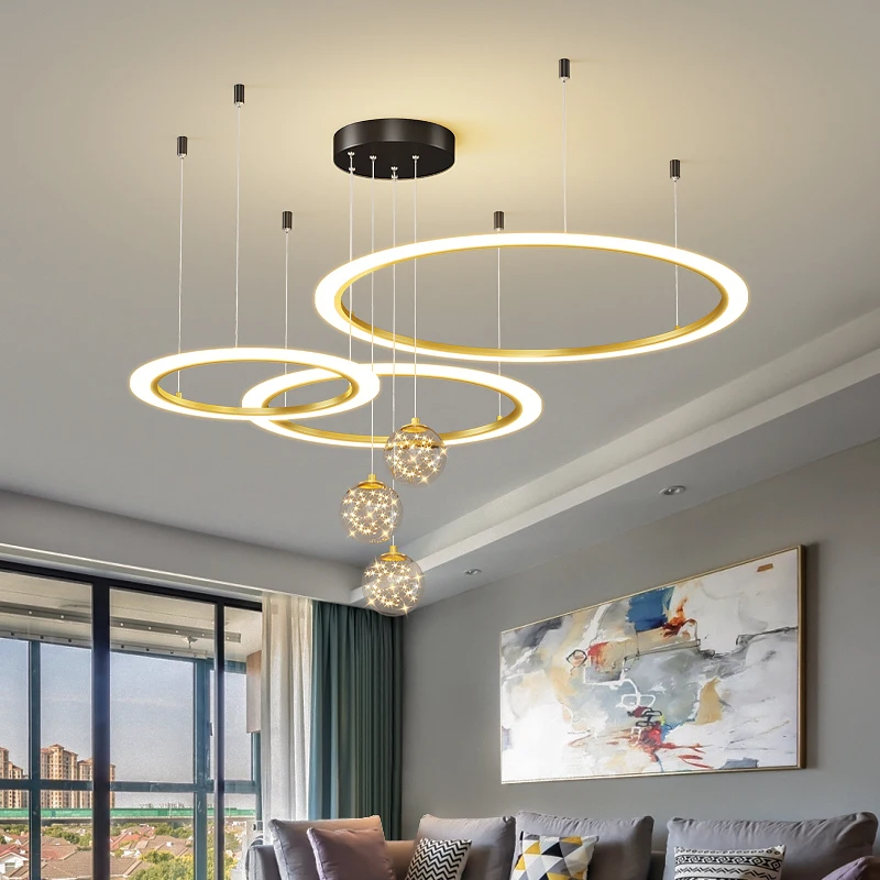 LED Acrylic Chandeliers Indoor Lighting Lamp For Living Room Bedroom Lamps Include star Decoration Lusters Lights Droppshiping