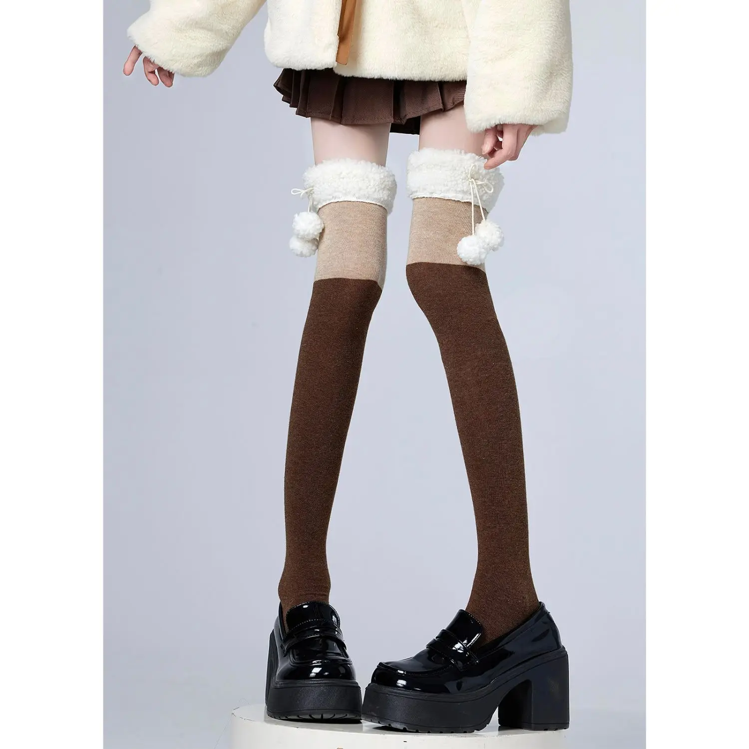 

Толстые носки в стиле Лолиты, кавайные лоскутные толстые носки для девочек, осенне-зимние японские милые носки выше колена JK, студенческие носки