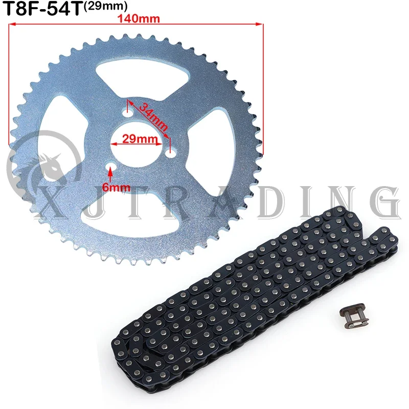 T8F-54T Chain Plate 26mm 29mm 35mm 54mm Rear Chain Sprocket T8F 136link Chain For 47cc 49cc Pocket Bike Mini Moto Quad ATV