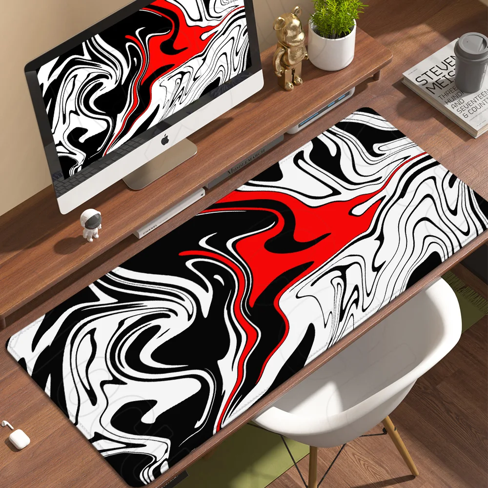 HD XXL Large Mousepad Black and White Rug Strata Liquid Keyboards Office Desk mat Computer Non-slip 400x900mm Mouse Pad Carpet