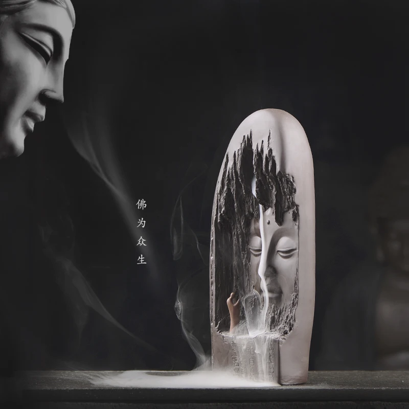 Азия Буддизм Питательное сердце ИСКУССТВО ДОМАШНЯЯ благословение семья Сейф ЧАН ДАО Керамическая Татхагата Шакьямуни Будда Орнамент статуя курильницы