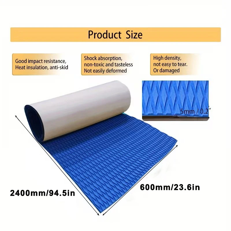 2400*600*6mm EVA Foam Luxury Decking Sheet Anti-Skid Boat Deck Self-Adhesive Yacht Flooring Pad Anti-fatigue Mat Diamond Shapes