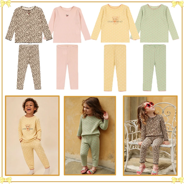 KS Kids 2026 Infant Underwear Thermal Trousers Pajamas for Children Girl Cotton Warm Leggings Homewear Matching Winter Boys