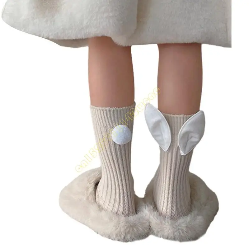 

Knit Cotton Socks Baby Knee High Socks Little Girl Socks Winter Foot Warmers DXAD
