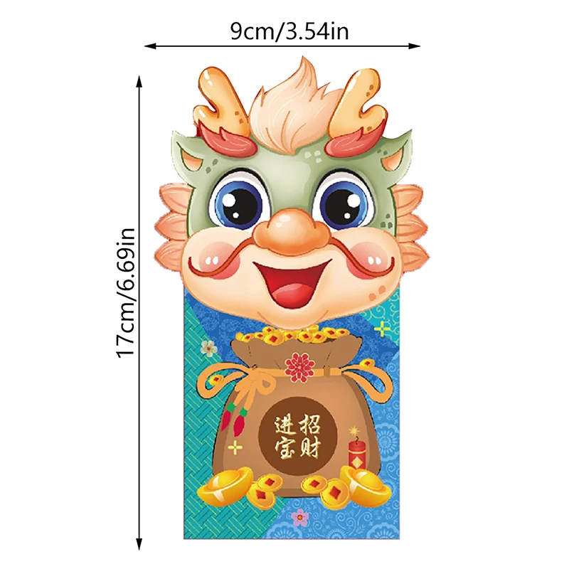 6PCS Chinese Red Envelopes 2024 Year Of The Dragon Hong Bao Spring Festival Lucky Money Red Packets For New Year Wedding