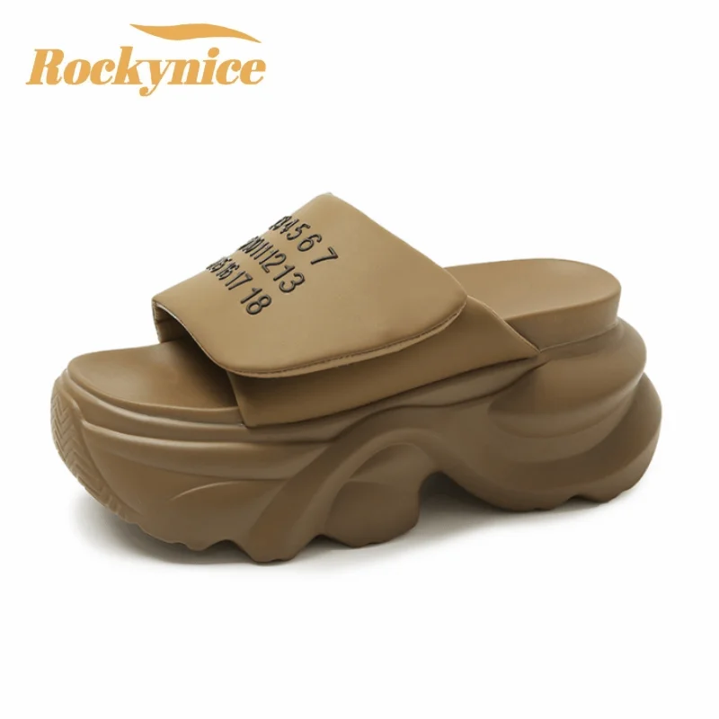 

New Summer Women Slippers Thick Soles Flip-Flops Ladies Wedge Heels Beach Shoes Woman High Platform Slippers Outside Sandals 7CM