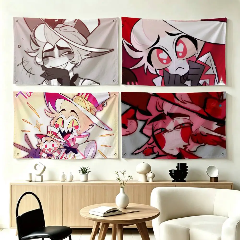 H-Hazbin Hotel Lucifer  Flag Suitable For Party Club Outdoor Interior Wall Decoration Banner Fans Gift