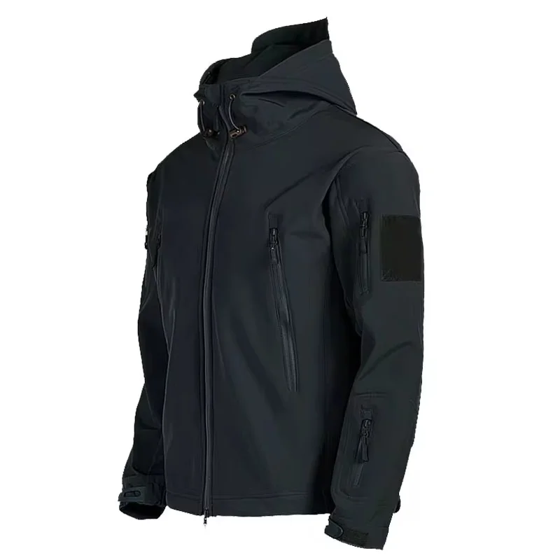 Chaquetas militares de piel de tiburón para hombre, abrigos de bombardero con capucha, chaqueta táctica impermeable a prueba de viento, chaquetas de