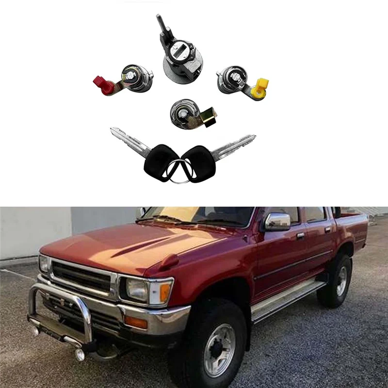 Car Ignition Door Locks & Gas Lock with 2 Keys Cylinder Set for Toyota Pickup Truck 1988 - 1997 69005-35130 69058-60041