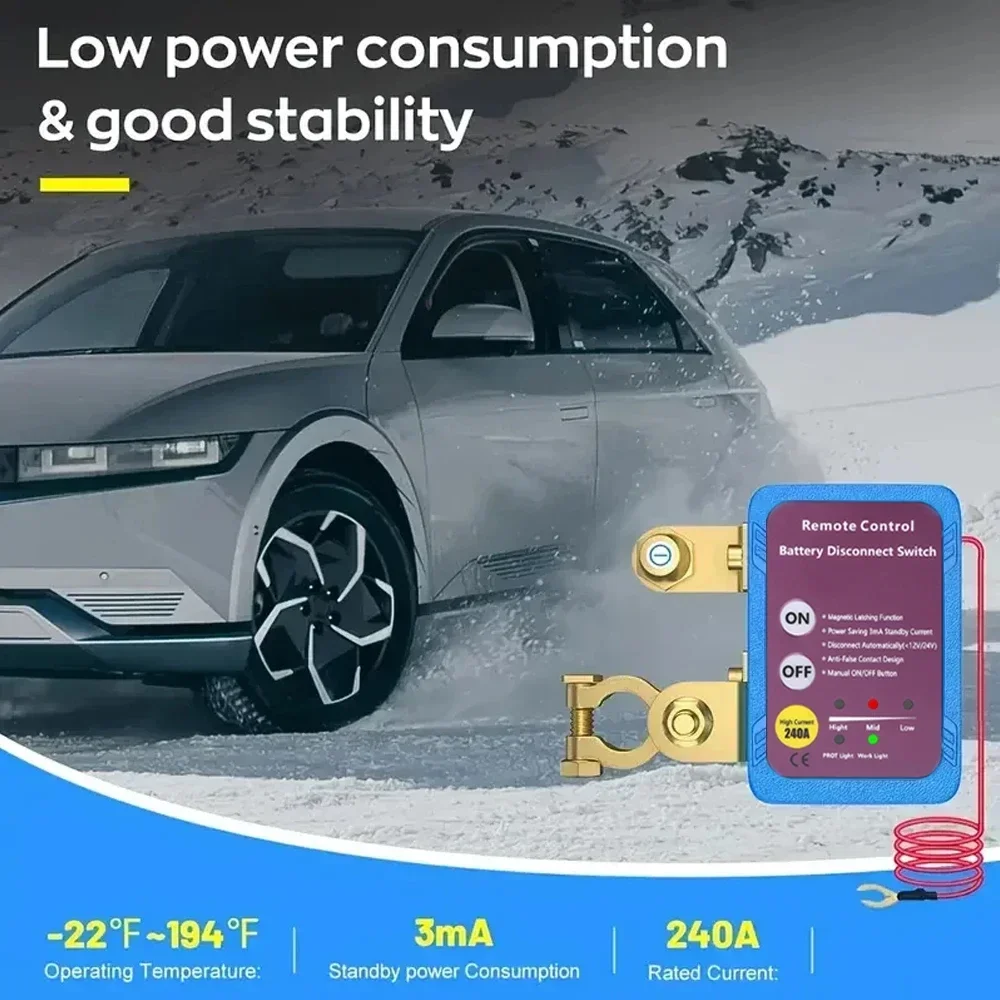 

12V 240A Battery Disconnect Power Switch with Remote Control for Car Truck RV Boat Kill Switch Shut off Cut off Heavy Duty