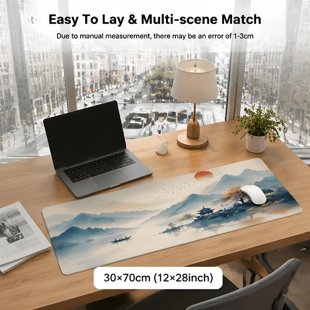 Original landscape print simple desk pad for office use, suitable computer users with large desktops office desk accessories