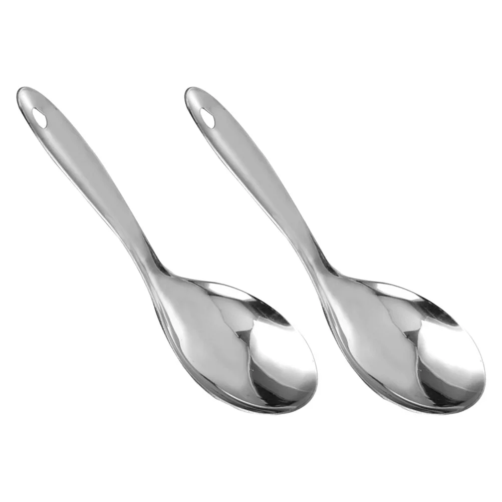 

2pcs Stainless Steel Rice Spoon Spatula Metal Serving Scooper Kitchen Tool Lightweight Easy Storage Picnic