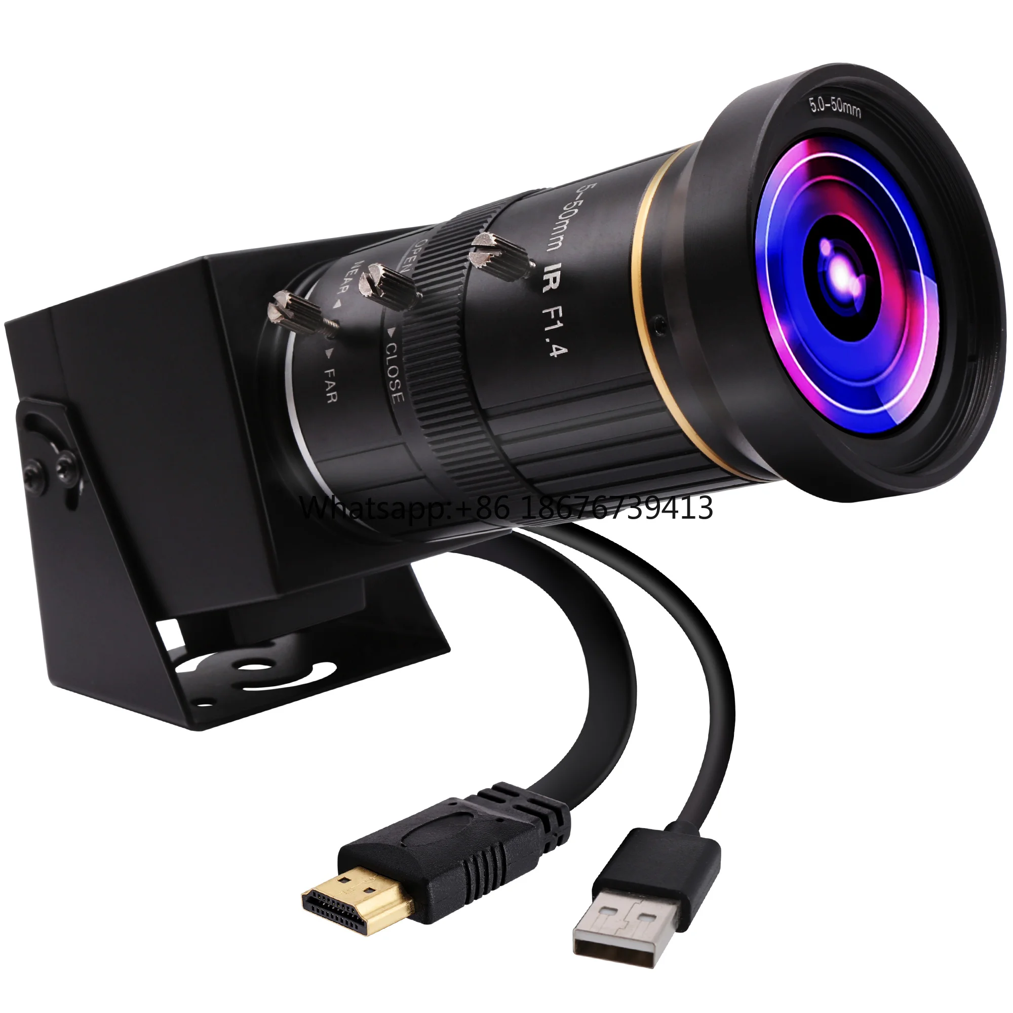 4K IMX415 USB HD MI Camera Microscope H.264 H.265 10x Optical Zoom Webcam with 5-50mm Lens for Online Classroom Projection
