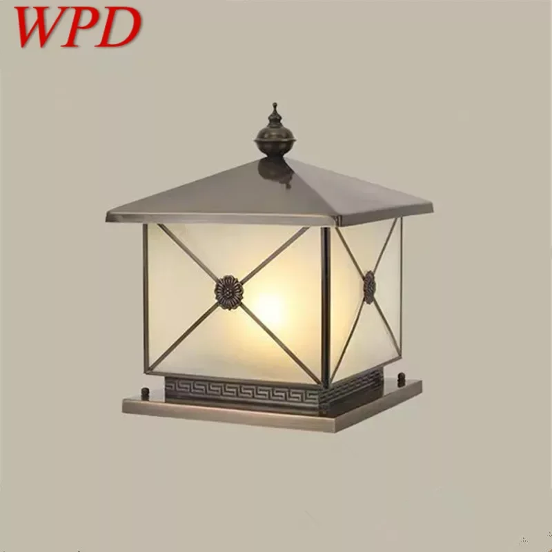 WPD Outdoor Electricity Post Lamp Vintage Creative Chinese Brass  Pillar Light LED Waterproof IP65 for Home Villa Courtyard