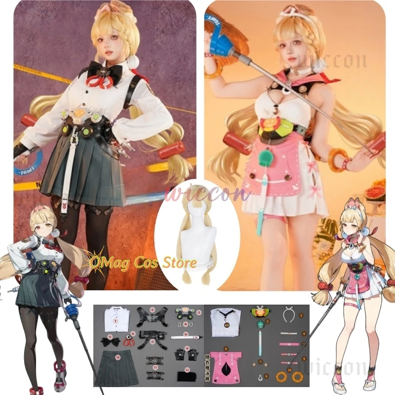 

Halloween Game Zenless Zone Zero Alice Cosplay Thymefield Costume Wig Bunny Girls Tail Ear Party Uniform Default Outfit Loli Set