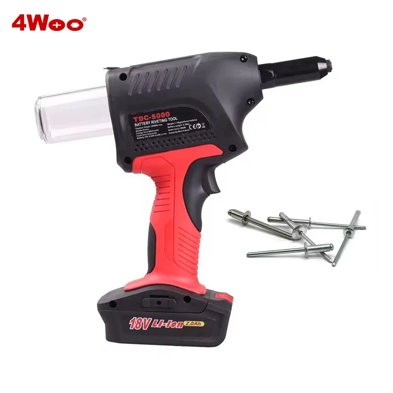 Powerful Pull Force 12000n Lithium Battery Rivet  Quick Charge Riveter 18v Electric Riveting Tool for 2.4-5.0mm