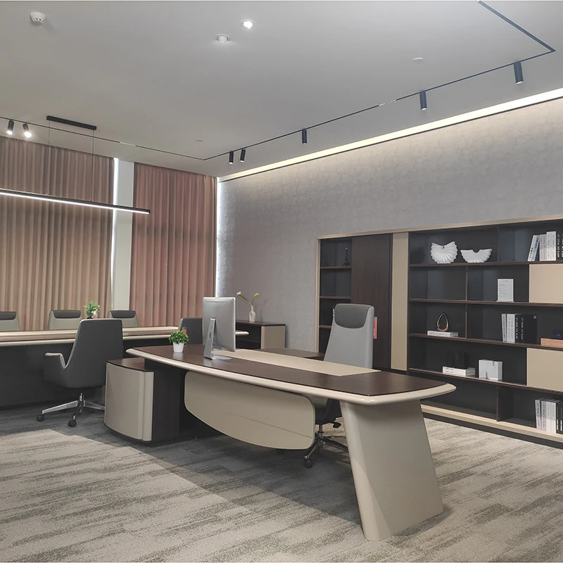 Guangdong furniture high-end executive office desk, CEO executive desk, general manager simple modern file cabinet desk and chai