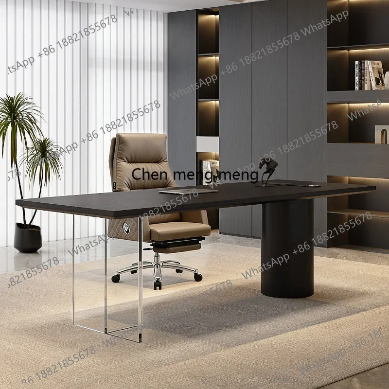 

Italian minimalist solid wood desk with drawers, home living room suspension, study computer writing desk