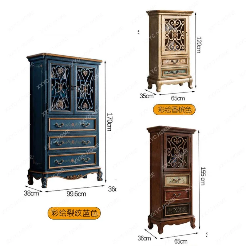 

Окрашенный шкафчик, боковой шкаф, средиземноморский угловой шкаф, винтажный комод из массива дерева