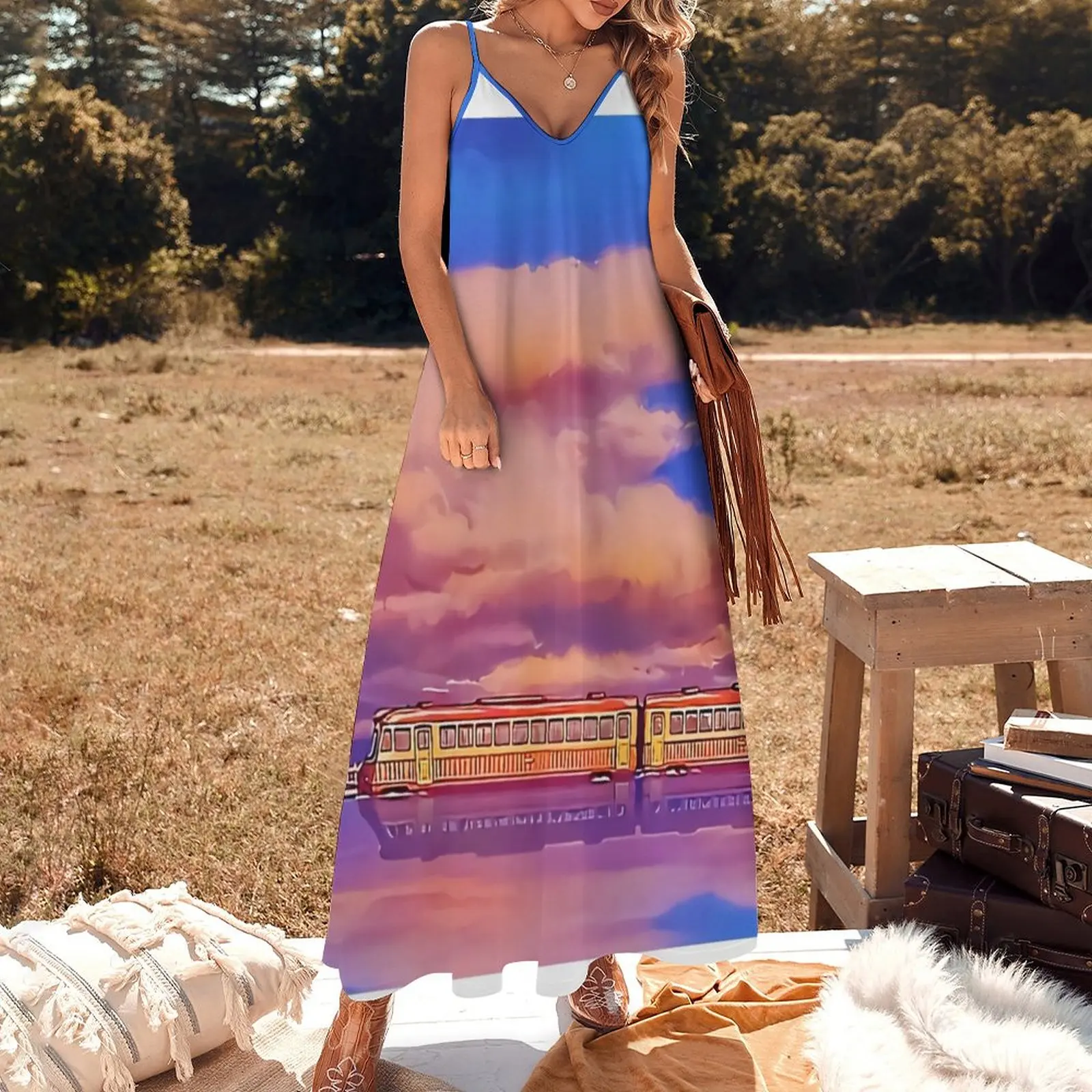 Spirited Train At Sea Robe de Rhen fibre, vêtements sexy