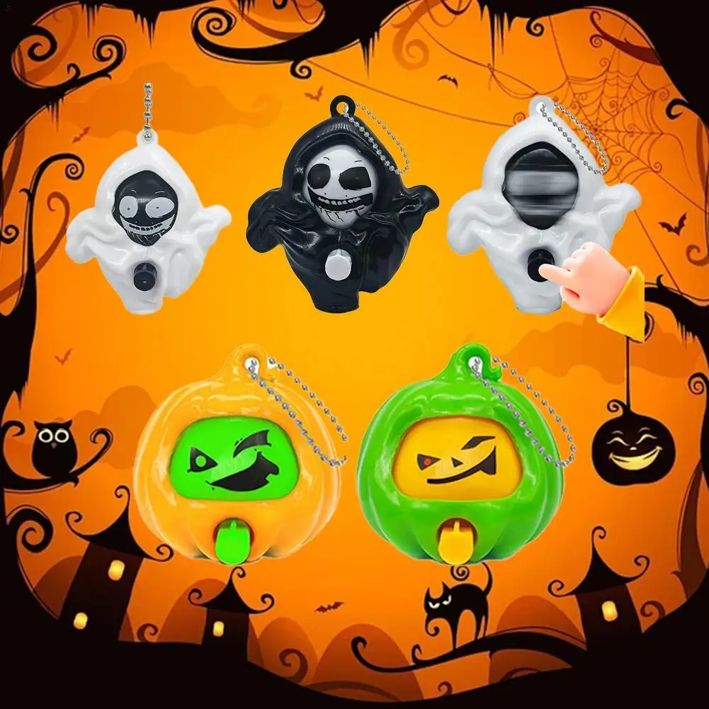 

10Pcs Halloween Face Can Change Pumpkin Press Change Doll Keychain Game Halloween Horror Party Trick Gift Keychain